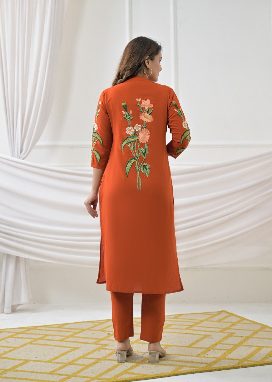 Pure cotton embroidery kurta pant