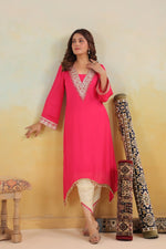 Super smart designer pure chinon tulip pant co ord in pink
