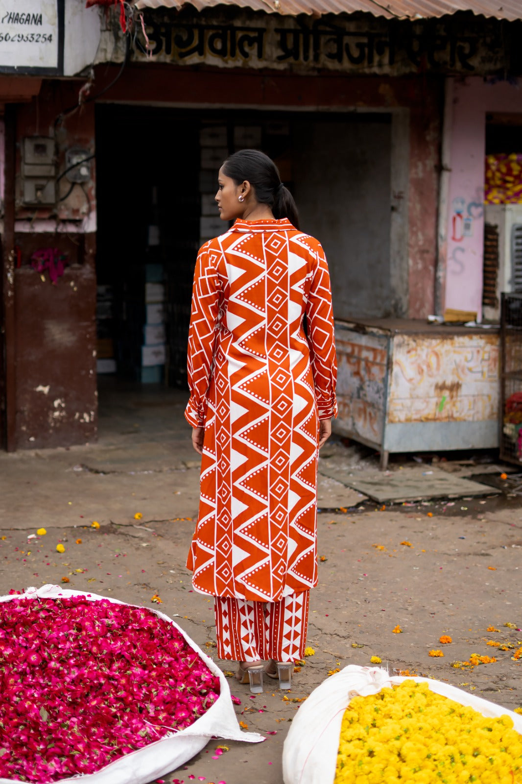 Heavy rayon kurta pant in orange