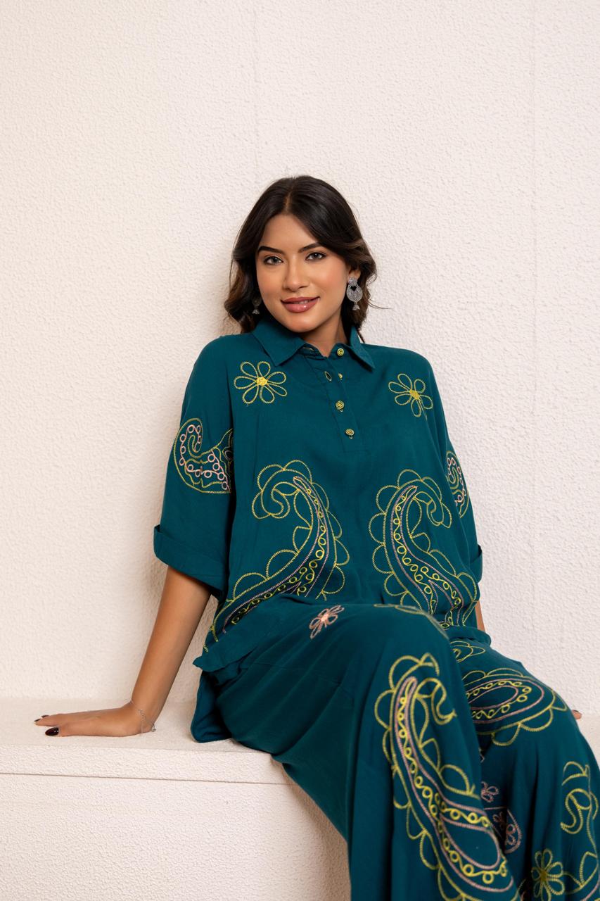 Restocked !! Pure cotton embroidered co ord set !! Dispatch Next Week