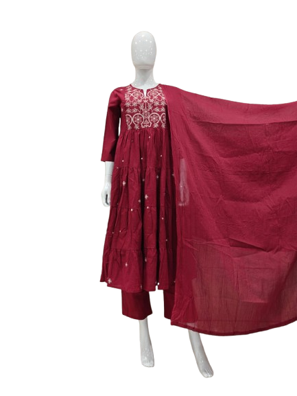 Pure cotton Anarkali full suit set