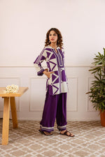 Heavy rayon lace detailing co ord in purple
