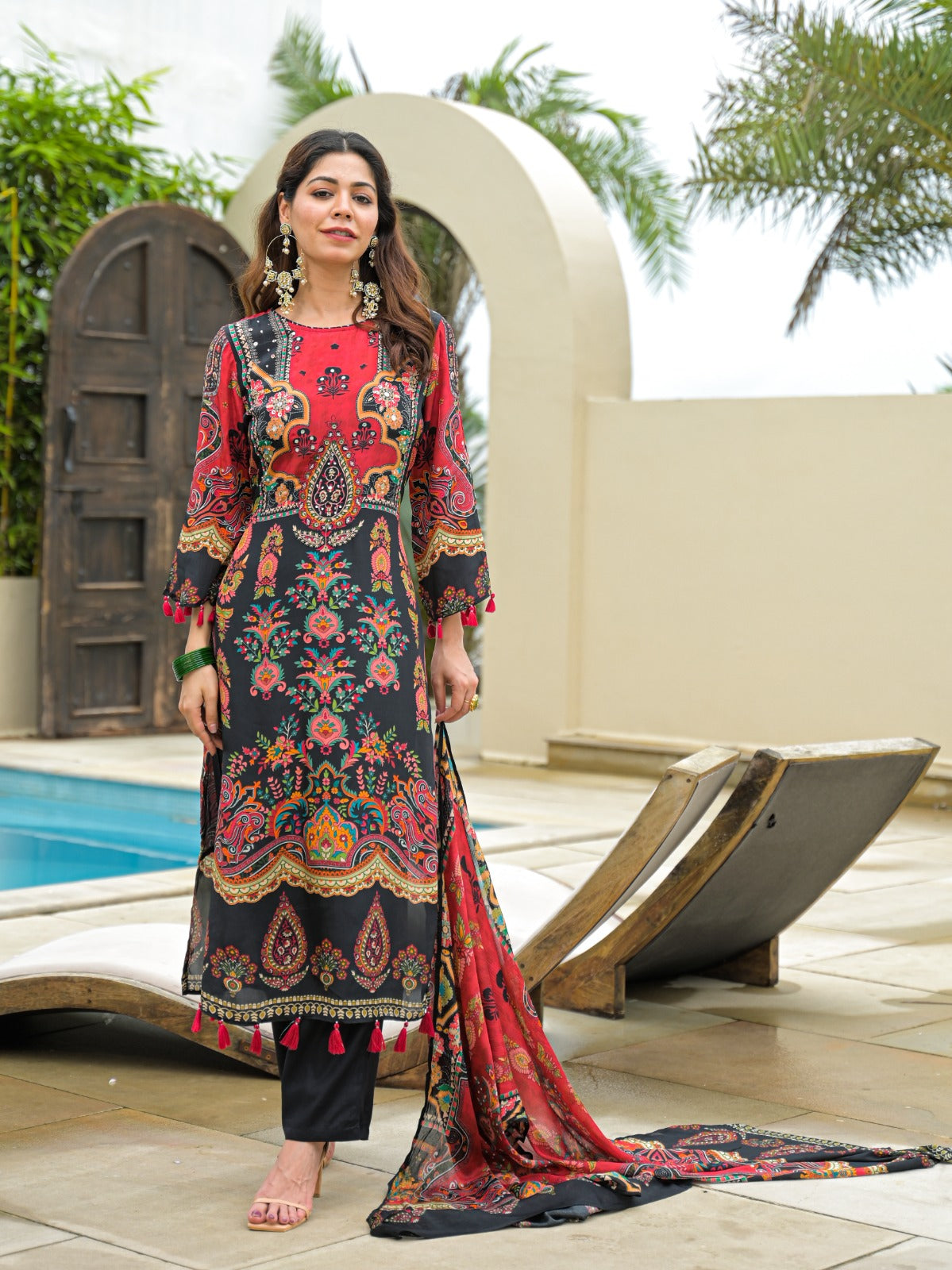 Pure crepe lining suit set