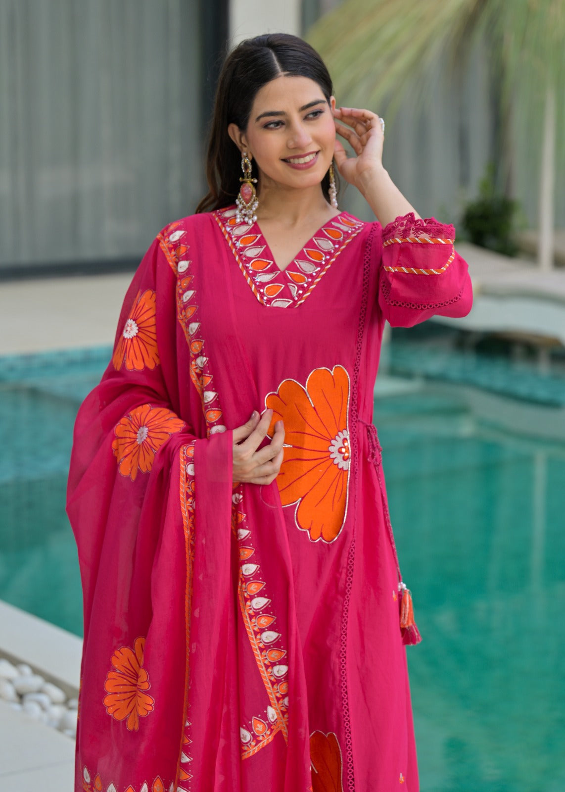Appliqué work premium cotton suit set