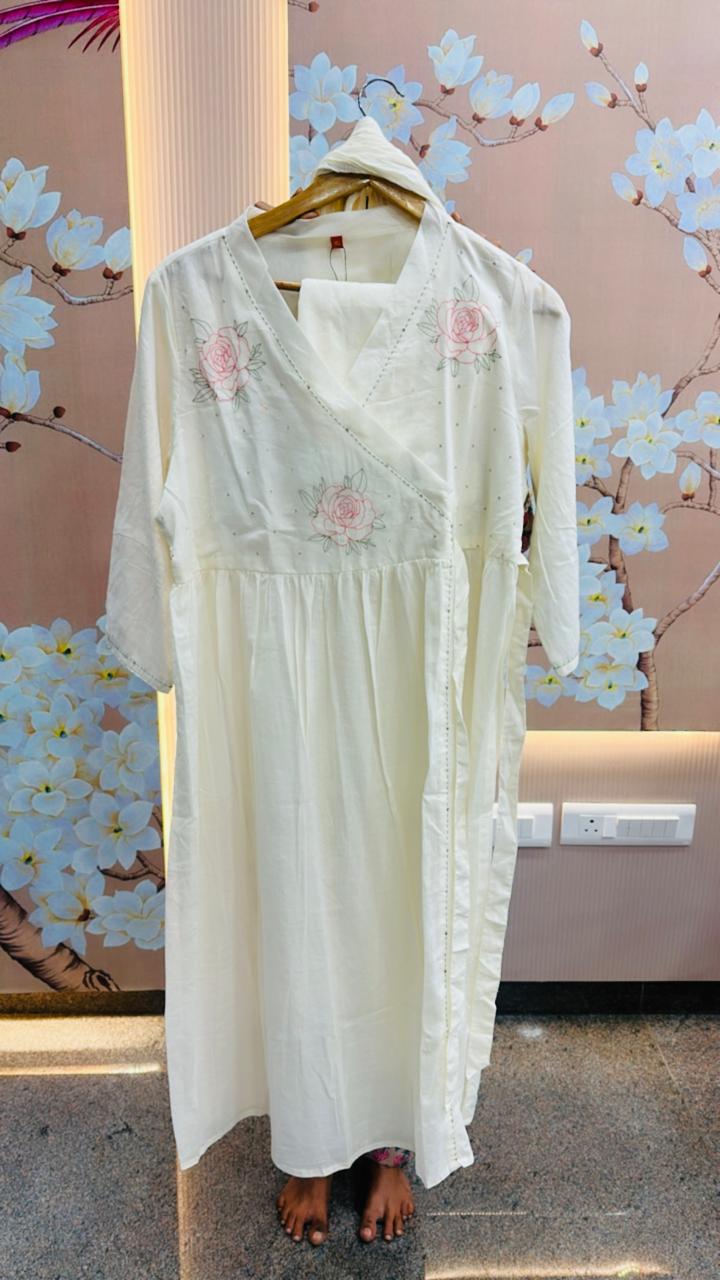 Smart cotton embroidered suit set