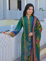 Super premium lining pure crepe full suit set in green