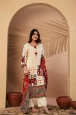 Russian silk Patola print suit set in white