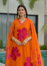 Wow appliqué work premium cotton suit set