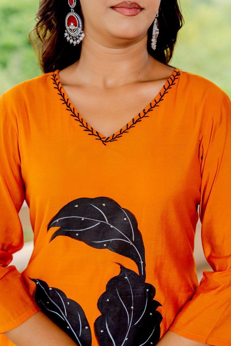 Mul chanderi with lining brush painted full suit set!!