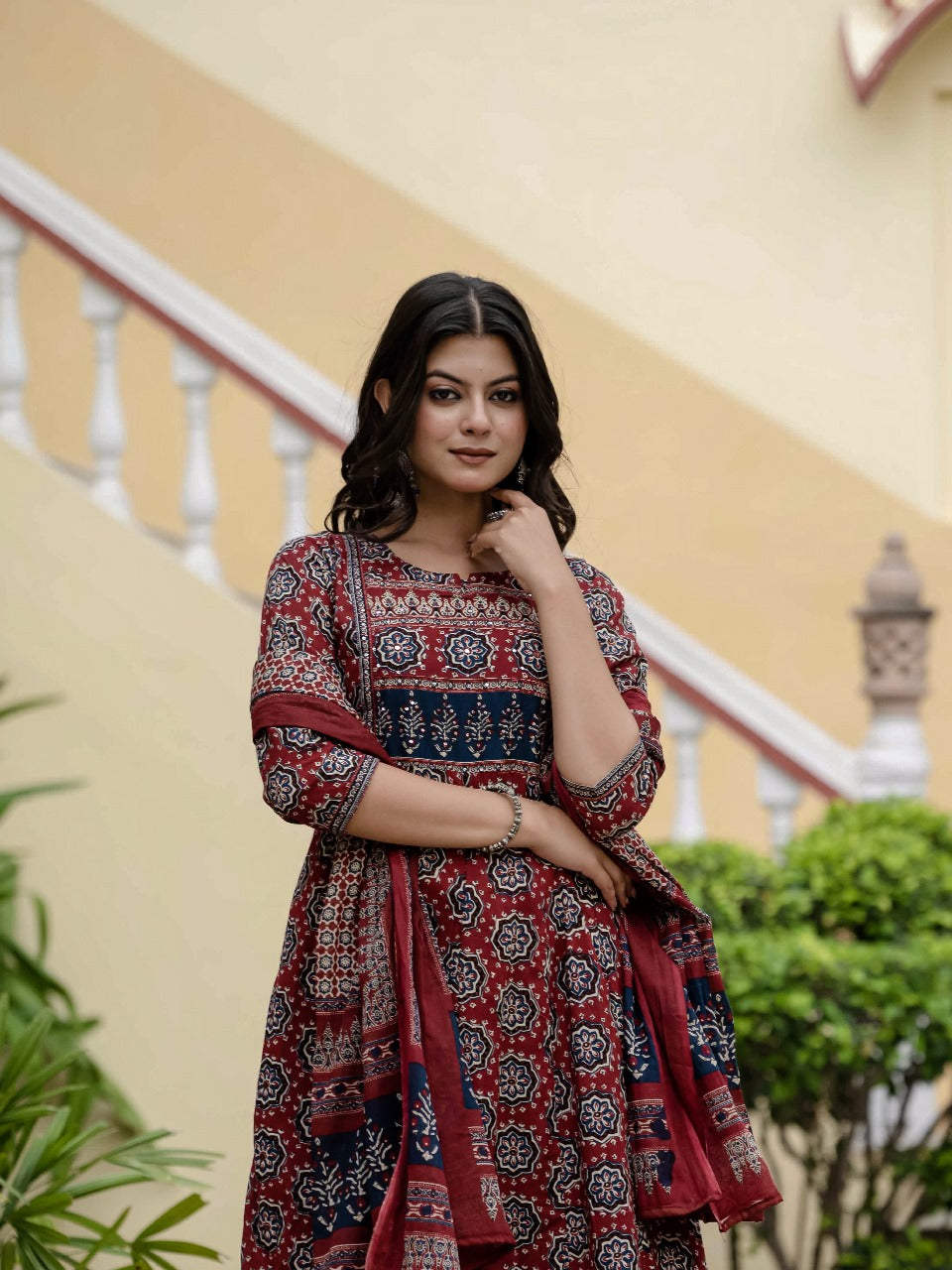 Pure cotton full suit set in red