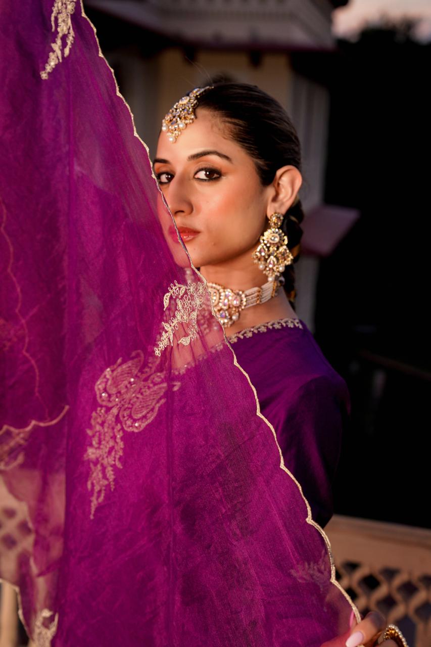 Awesome santori silk party wear Plazo suit set