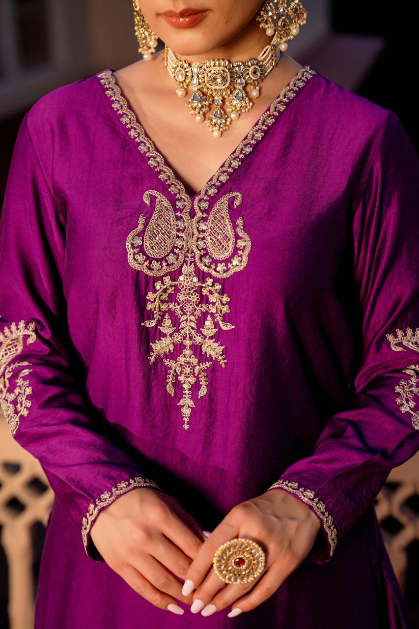 Awesome santori silk party wear Plazo suit set