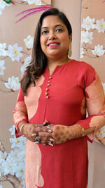 Pure Mul silk digital printed kurta pant in red