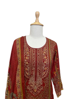 Premium muslin royal red suit set