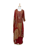 Premium muslin royal red suit set