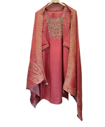 Pretty tissue with Banarasi dupatta and heavy handwork in peach