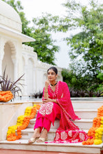 Pure crepe desigenr suit set in pink