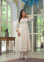 Premium silly cotton embroidered kurta pant with lining