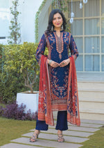 Premium pure chinon full suit set in blue