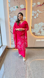 Pure crepe V neck lining suit set (slim fit)