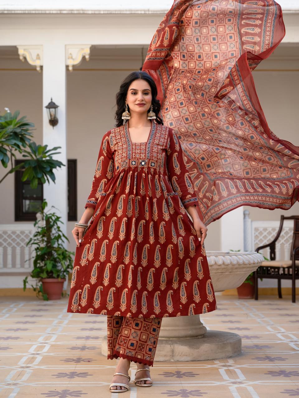 Red cotton full suit set