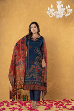 Pure crepe full suit set in blue