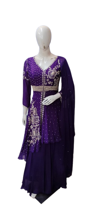 Pure chinon handwork party wear gown