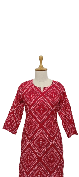 Bandhani cotton kurta in red