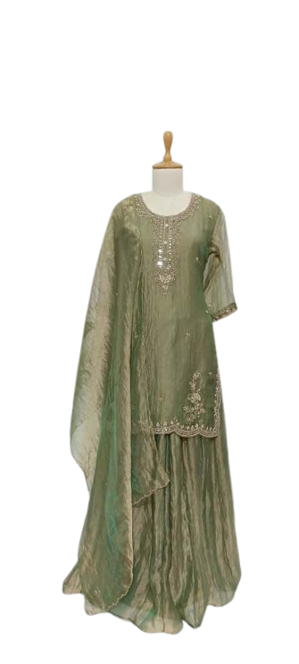 Wow shimmer tissue palazzo set in green (true to size )