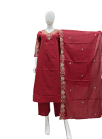 Beautiful V neck zari details suit set