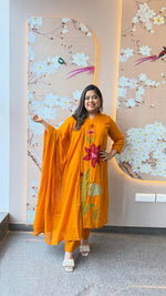 Mul cotton lining applique work suit set