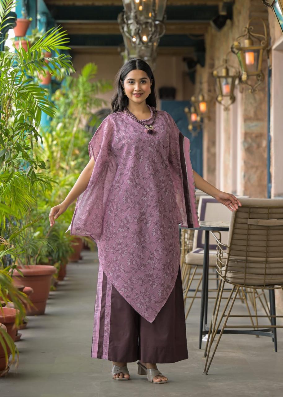 Cotton printed upper with neckpiece and cotton bottom. Comes with separate inner