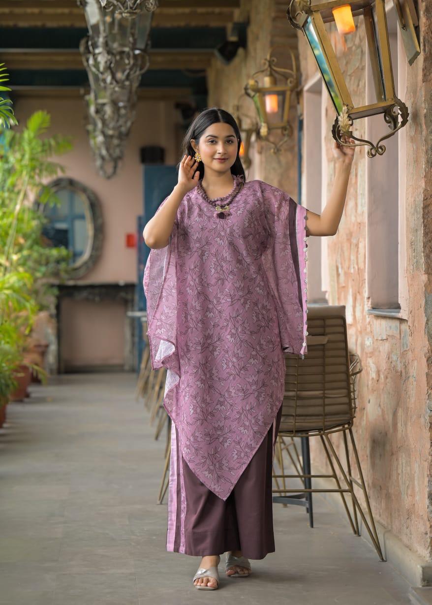 Cotton printed upper with neckpiece and cotton bottom. Comes with separate inner