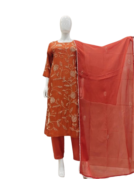 Dola silk githan work suit set (slight margin available)