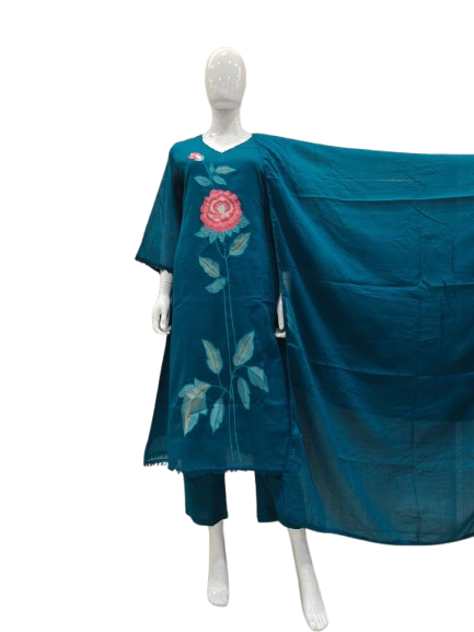 Gorgeous applique work Mul cotton suit set