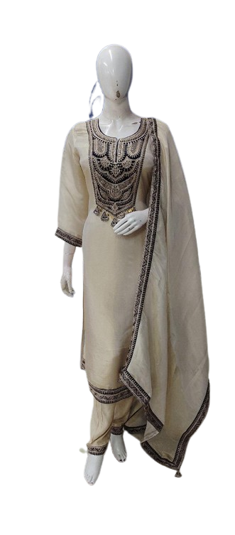 Premium tissue suit set in ivory n black