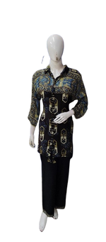 Pure crepe designer co ord set in blue