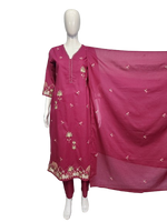 Beautiful pink embroidered cotton suit set
