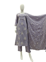 Pretty pretty cotton hand embroidery suit set in purple