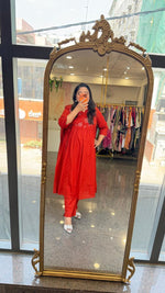 Angrakha embroidered cotton in orange