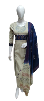 Gorgeous cotton suit in blue paired with block printed dupatta&nbsp;