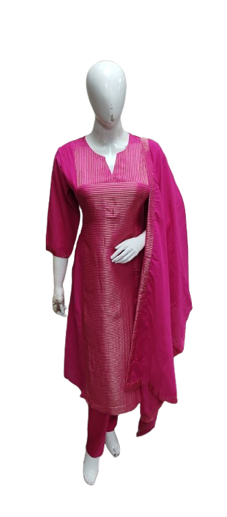 Premium tissue panel Rani pink suit set
