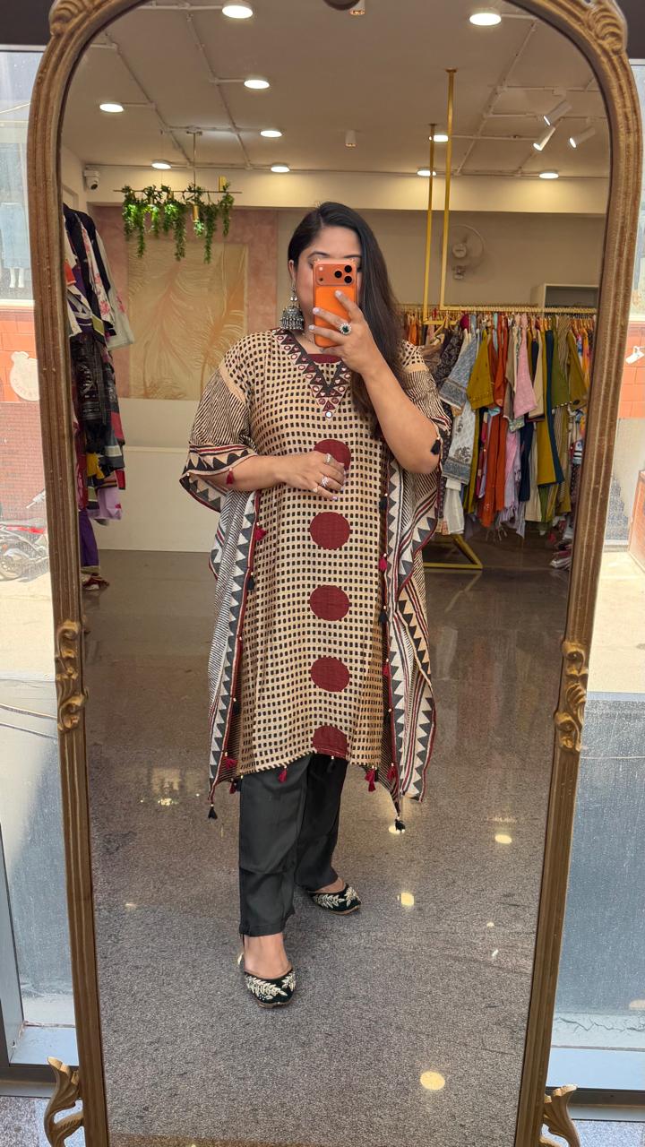Super soft silk ajrakh kaftan
