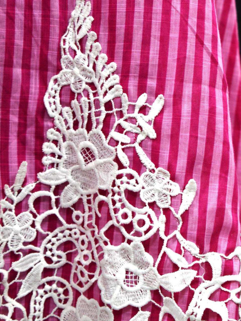 Pretty cotton lace detailing one piece in pink