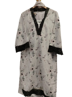 Textured cotton full suit with lace detailing.