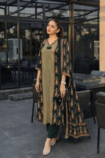 Premium cotton smart designer suit set in green