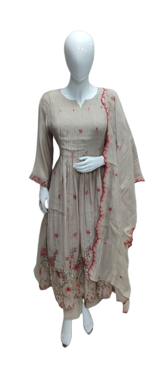 Pretty chanderi suit set with lining