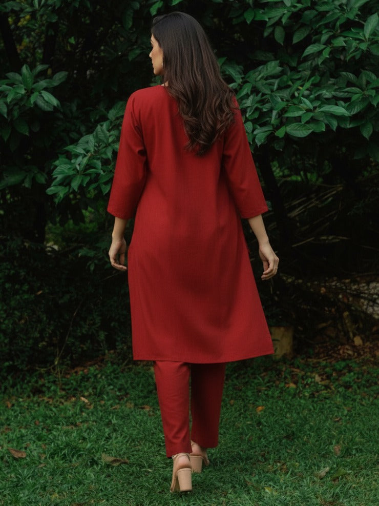 Super pretty cotton Kalamkari co ord set in red