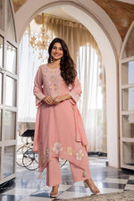 Super Pinteresty Mul Chanderi embroidered cotton suit set in pink