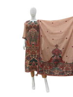 Pretty linen chanderi githan work lining suit set